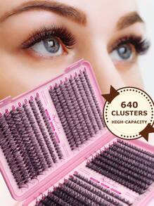 640 cuốn/gói Sách nối mi cao cấp dung tích lớn, mềm & xoăn, D-Curl bồng bềnh, đa dạng 10D 20D 30D 50D 40D 60D kết hợp cho mi tự làm 10-16mm, thích hợp cho trang điểm hàng ngày, hẹn hò, tiệc tùng, ngày lễ - D - Xem 1