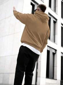 Bộ đồ nam DIFFLAND thoải mái, mềm mại, gồm áo hoodie màu trơn và quần ống đứng, thích hợp cho mùa xuân. - Màu Khaki - Xem 3
