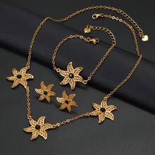 1 套非洲花项链耳环手链适合女士女孩马约特珠宝母亲情人节、妈妈、母亲节、礼物 - 彩色 - 查看 10