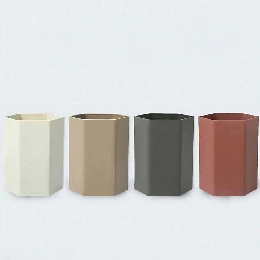 1 hộp đựng bút màu trơn đa giác, hộp đựng bền đa năng, cốc đựng bút, hộp đựng đồ trang điểm - Nhiều màu - Xem 1