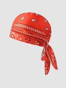 男女通用佩斯利图案弹性海盗头巾帽，适合日常使用