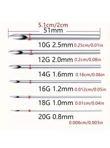 Kit de piercing cu 9 bucăți, ace, cleme, forceps și mănuși asortate - ideal pentru urechi, nas, buric, limbă, mamelon, sprâncene și buze 14G/16G/18G/20G