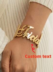 1 Retro Personalized Fashion Street Custom Name Wide Face Bracelet For Women Men, Daily, Work, Dating, Gift-Giving, Valentine's Day, Festival, Party, Gold, Stylish, Colorful, Vintage, Hipster, Y2k, 2000s Fashion, Old Money, Custom, Personalized, Unique, Ideal Gifts For Him, Ideal Gifts For Her, Her, Boyfriend, Girlfriend, Dad, Mom, Family, Friends, For Anniversaries, For Birthdays, For Graduation, For Prom, For Party,School Supplies,Back To School,School Gift,For Office,For School,For Classroom,For Teacher Gifts,For University,For Colleague,For Dorm Rooms,For Teacher,For Boys And Girls,For Teenagers,Junior High School Students,Middle School Students,High School Senior High School Students,College Students,University Students,Freshman,Sophomore,Underclassmen