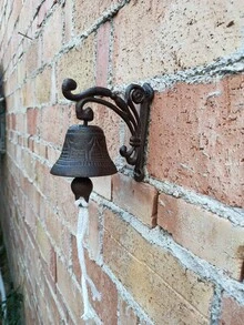 1 件欧洲复古铸铁工艺铁艺门铃壁饰手摇铃，适用于花园庭院酒吧装饰 - 鏽棕色 - 查看 4