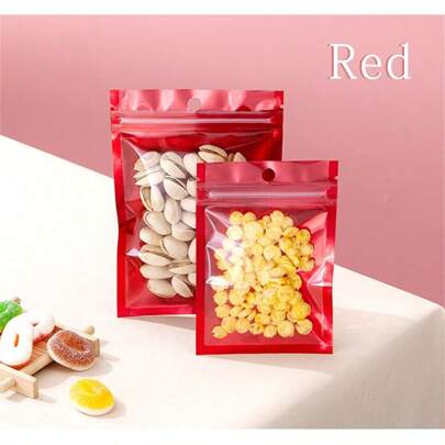 100 piezas Bolsas de regalo resellables, para almacenamiento de joyas, bolsas de foil de colores con mini cremallera, bolsas de muestra de película polimérica, adecuadas para almacenamiento de dulces de fiesta