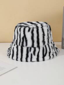 1 件女士动物印花毛绒厚保暖复古欧美风格渔夫帽，适合礼物和街头风格摄影豹纹 - 動物紋路 - 查看 4