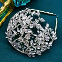 1 件手工装饰的新娘水晶头饰，灵活设计的婚礼发饰，适合婚礼、典礼、生日派对 - 彩色 - 查看 3