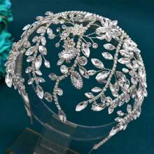 1 件手工装饰的新娘水晶头饰，灵活设计的婚礼发饰，适合婚礼、典礼、生日派对 - 彩色 - 查看 8