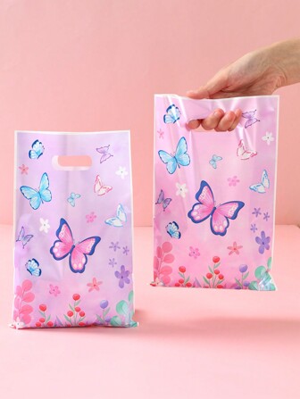 10/25/50pcs Pink Purple Butterfly Gift Bags, Handheld Gift Bags, Butterfly Theme Birthday Party Decoration, Family Festival Party Decoration Supplies, Multi Purpose Gift Packaging Supplies Butterfly Packaging Bags, Party Gift Decoration Packaging Bags, Babe Shower Party Gift Bags, Kitchen Packaging Supplies Packaging Bags, Birthday Decoration, Birthday Gift Packaging Bags Candy Bags, Small Gift Packaging Bags