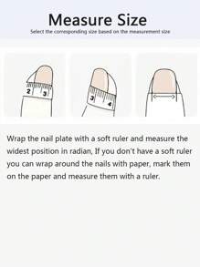 10 件装闪亮爱心可拆卸指甲贴粉色可穿戴美甲成品防水按压指甲/杏仁指甲/按压指甲长/指甲用品（1 张果冻贴纸+1 个指甲锉） - 粉色 - 查看 6