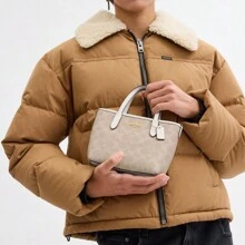 Coach City Mini Tote Bag Handbag In Signature Canvas Crossbody Bags For Women Purses And Bags Women Bag Gift With Detachable Strap,CW032