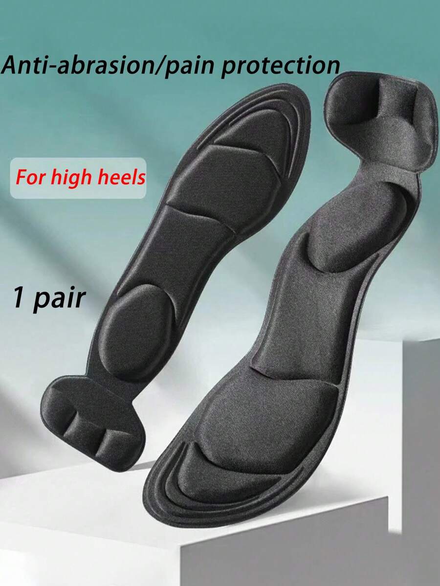 1pair Solid Shoes Insoles For Women High Heels Women Pumps And Men Sneakers Shoes Summer, Back To School Supplies, Boots Accessories For Shoes For Women, For Outdoor, Sport, Travel, Household, Office, School - Black - View 1