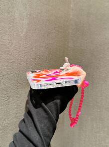 Colorful Graffiti Oil Painting Wave Pattern Anti-Drop Phone Case With Heart Lanyard, Compatible With Apple 17/16/15/14 Pro Max, High-Quality New Model 13, 15, Ins Style 12/12 Pro, 11, 13 Pro Max, XS, 12 Pro Max - Hot Pink - View 4