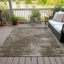10' X 14' Chocolate Abstract Washable Non Skid Indoor Outdoor Area Rug - 巧克力 - 查看 9