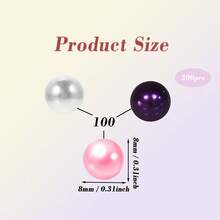 300 hạt ngọc trai 8mm không có lỗ dùng làm đồ thủ công, hạt ngọc trai giả tròn không có lỗ dùng làm đồ trang trí bình hoa, ngọc trai giả dùng làm đồ thủ công, đám cưới, tiệc sinh nhật, trang trí nhà cửa - Nhiều màu - Xem 14
