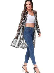 Women's Sparkly Sequin Cardigan Long Sleeve Open Front Glitter Kimono - 金色 - 查看 4
