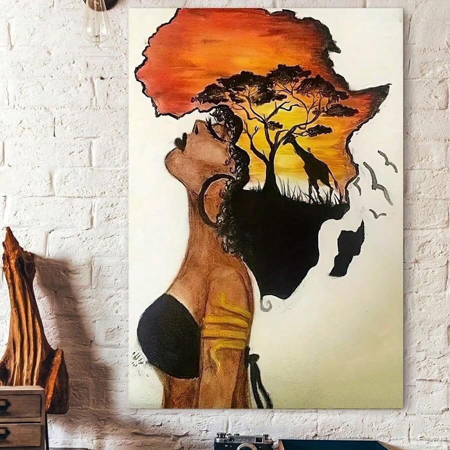 1 件艺术帆布画，帆布上的女人树画，墙壁艺术，艺术品墙画，浴室卧室，办公室，客厅，家居墙壁装饰，美学房间装饰，无框架 - 彩色 - 查看 1