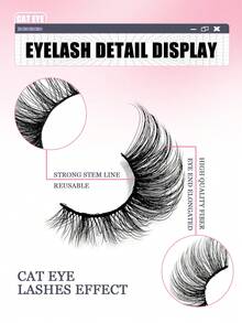 Asiteo 7 Pairs Luxury Cat Eye False Eyelashes - Long, Lightweight, Extended Strip Lashes For Captivating Eye Makeup - Easy To Wear - 眼尾拉長款 - 查看 4