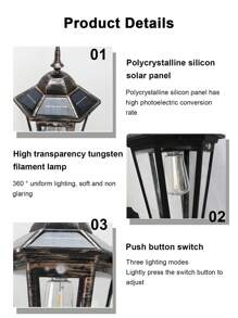 Luces solares LED para hogar, jardín, exteriores, patio, parque, se encienden automáticamente de noche, con sensor de movimiento, lámpara de pared estilo retro, iluminación de caminos, iluminación nocturna - Multicolor - Ver 6