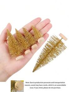 6pcs-Artificial Mini Trees, Bottle Brush Trees With Wood Base, Artificial Frosted Sisal Xmas Tree, DIY Crafts Mini Pine Tree For Decor, Party,Home,Table Craft Decorations,Winter Ornaments(Gold) Best Gifts Birthday Home Decor Christmas Decorations Room Decor Christmas Christmas Decorations Home Christmas Gifts Christmas Decor