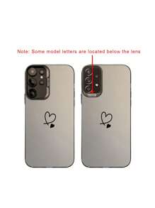 1 件 INS 风格简约黑线心形设计防震手机壳适用于三星和苹果手机防水防摔防刮 - 彩色 - 查看 6