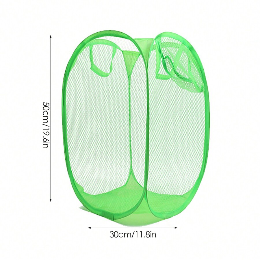 2 Piece Foldable Pop Up Mesh Washing Basket Laundry Bag Bin