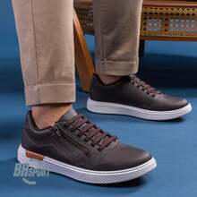 BRsport Men's Orthopedic Sneakers With Elastic And Zipper - Rỉ Nâu - Xem 2