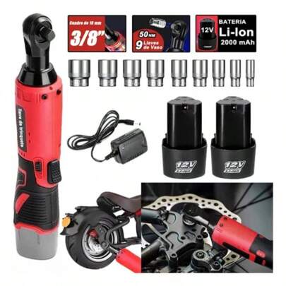 Llave De Matraca Inalámbrico De 3/8 In Con 2 Baterías