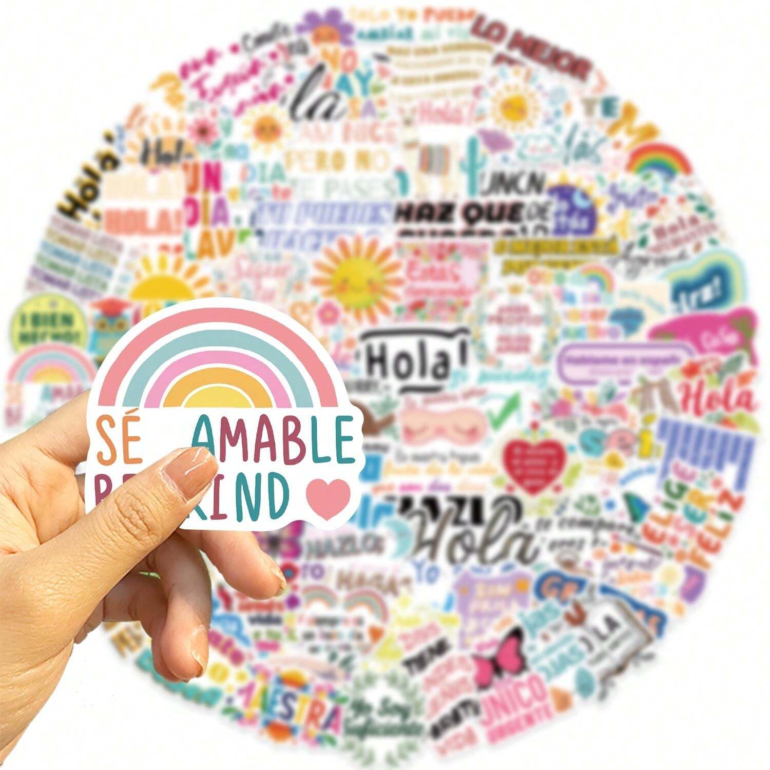 100PCS Spanish Motivational Stickers Vinyl Aesthetics Stickers For