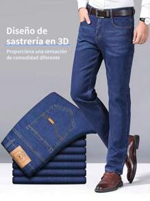 Jeans de diseño clásico sueltos para hombres, Jeans Básicos de Trabajo, Jeans para Hombre,Men's Classic Regular Jean, Jean de Corte Holgado, Pantalón de Mezclilla, Diseño Clásico Y Chic Para Negocios