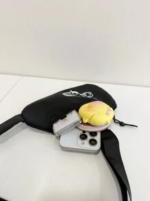 兒童臀包,輕盈跨身包,卡通胸包,男女兒童旅行時尚背包 - 黑色 - 查看 8