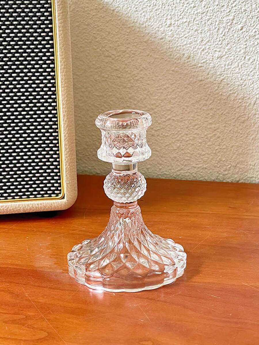 1PC/3 chiếc khay thủy tinh trong suốt + đế nến vàng dùng cho bữa tối dưới ánh nến, đế nến trang trí bàn tiệc cưới thích hợp cho không khí trong phòng, tiền sảnh, họp mặt gia đình, tiệc tùng, quà tặng - Nhiều màu - Xem 1
