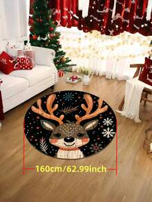 Christmas Elk & Deer Themed Area Rug - Anti-Slip, Stain Resistant, Machine Washable Carpet For Living Room, Bedroom, Laundry - Festive Home Decor Floor Mat, Christmas Decor - Black - View 3