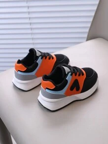 1 paire de Baskets mode à lacets, antidérapantes, avec semelle souple, convenant aux garçons et aux filles, pour l'automne et toutes les saisons
