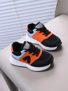1 paire de Baskets mode à lacets, antidérapantes, avec semelle souple, convenant aux garçons et aux filles, pour l'automne et toutes les saisons
