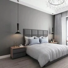 1 Cuộn Giấy Dán Tường Mờ Màu Trơn, Giấy Dán Tường PVC Tự Dính Có Thể Tháo Rời, Chống Thấm Nước, Chống Dầu, Dùng Cho Nhà Bếp, Phòng Ngủ, Phòng Khách Trang Trí Nội Thất, Trang Trí Nhà Cửa Và Trang Trí Nội Thất - Xám - Xem 2