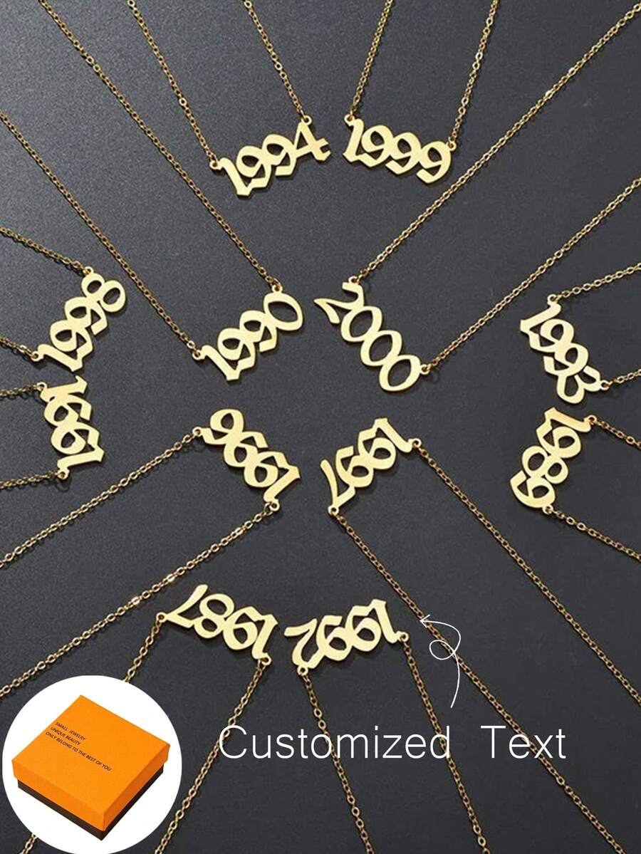 1 件 DIY 时尚金色女士新年项链吊坠不锈钢皇冠吊坠链项链生日派对朋友珠宝礼物，可定制名字简约日常风格，钥匙扣，产品包括礼盒，情人节礼物，生日礼物，母亲节礼物，日常礼物 - 銀色 - 查看 1