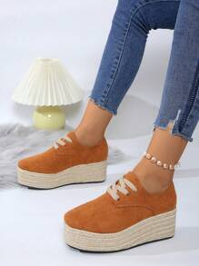 2024 New Lace-Up Fashion Rope Braided Platform Loafers, Thick Sole High Heel Shoes For Plus Size Women (Run Large By Half Size)