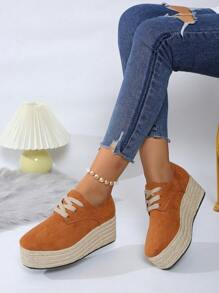 2024 New Lace-Up Fashion Rope Braided Platform Loafers, Thick Sole High Heel Shoes For Plus Size Women (Run Large By Half Size)