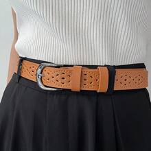 女士穿孔扣皮带，时尚休闲装饰腰带，适合牛仔裤 - 多色 - 查看 6