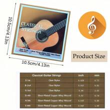 古典吉他弦，6 件/套替换尼龙弦 - 透明尼龙配镀银铜合金缠绕，左手吉他，吉他拨片>多色，尼龙吉他弦