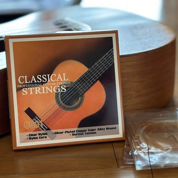 Cuerdas de guitarra clásica, set de 6 cuerdas de reemplazo de nailon - nailon transparente con aleación de cobre plateada, para guitarra zurda, púas de guitarra>multicolor, cuerdas de guitarra de nailon