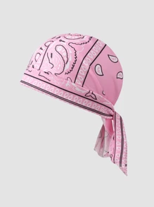 男女通用佩斯利图案弹性海盗头巾帽，适合日常使用