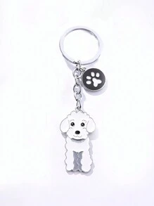 1 pièce Porte-clés mignon de dessin animé de caniche animal, accessoires de voiture de la Saint-Valentin, breloques de sac, décoration scolaire animale