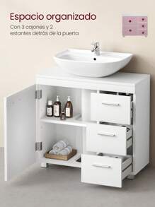 VASAGLE Bộ đồ nội thất phòng tắm Trang trí phòng tắm Nhà Tổ chức phòng tắm Phụ kiện phòng tắm mùa hè Lưu trữ - trắng - Xem 3