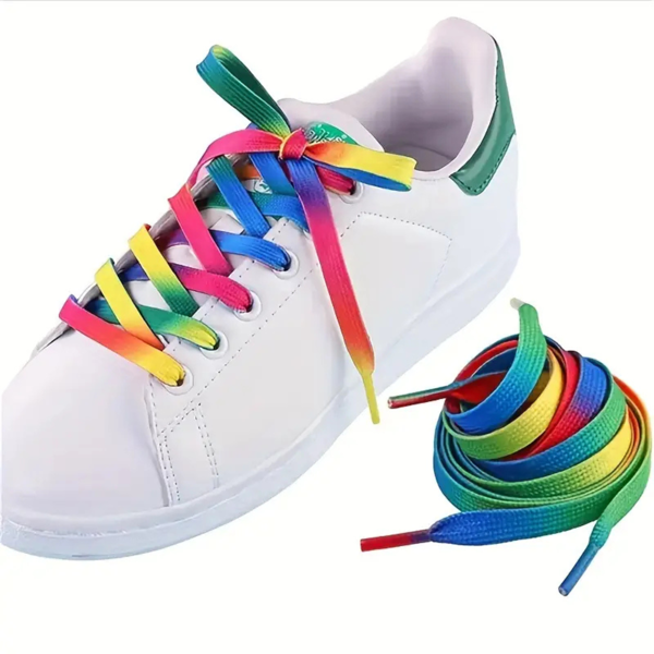1/3/5 Pairs Of Rainbow Gradient Printed Shoelaces, Casual Shoelaces Multi-Color Polyester Shoelaces, Rainbow Flat Shoelaces For Sneakers And Casual Shoes - Durable And Fashionable