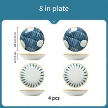 Bộ đồ ăn bằng gốm sứ, chủ đề phong cách Nhật Bản với nhiều sự kết hợp bao gồm đĩa, bát, đĩa đựng nước sốt, dùng cho salad, súp, món tráng miệng, sử dụng trong nhà bếp và phòng ăn làm quà tặng Giáng sinh - Nhiều màu - Xem 20