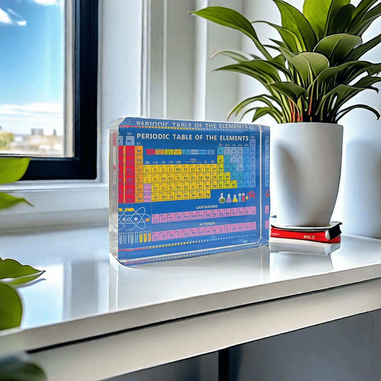 1 件 K9 水晶玻璃化学元素周期表桌面装饰，3.94 英寸（10 厘米）水晶元素周期表教育装饰品，礼盒包装，特殊教学工具，适合化学爱好者、科学办公室家居装饰 - 彩色 - 查看 1