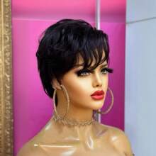 Peruka z koronką z przodu Pixie Cut z ludzkich włosów dla kobiet krótka peruka z ludzkich włosów 13x4x1T część koronkowa z przodu peruki bez kleju na walentynki, codzienna peruka imprezowa krótka peruka dla kobiet ludzkie włosy 1B czarny kolor peruka krótkie peruki z koronką Pixie Cut z boczną częścią grzywki