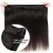 4 Bundles Human Hair Straight Unprocessed Virgin Brazilian Remy Hair Bundles Straight Weave Human Hair Raw Hair Bundles Natural Color For Women - Black - View 7